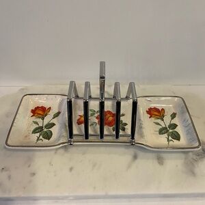 Stylecraft Midwinter Toast Rack Rose Marie Metal Ceramic Mid Century 1950s
